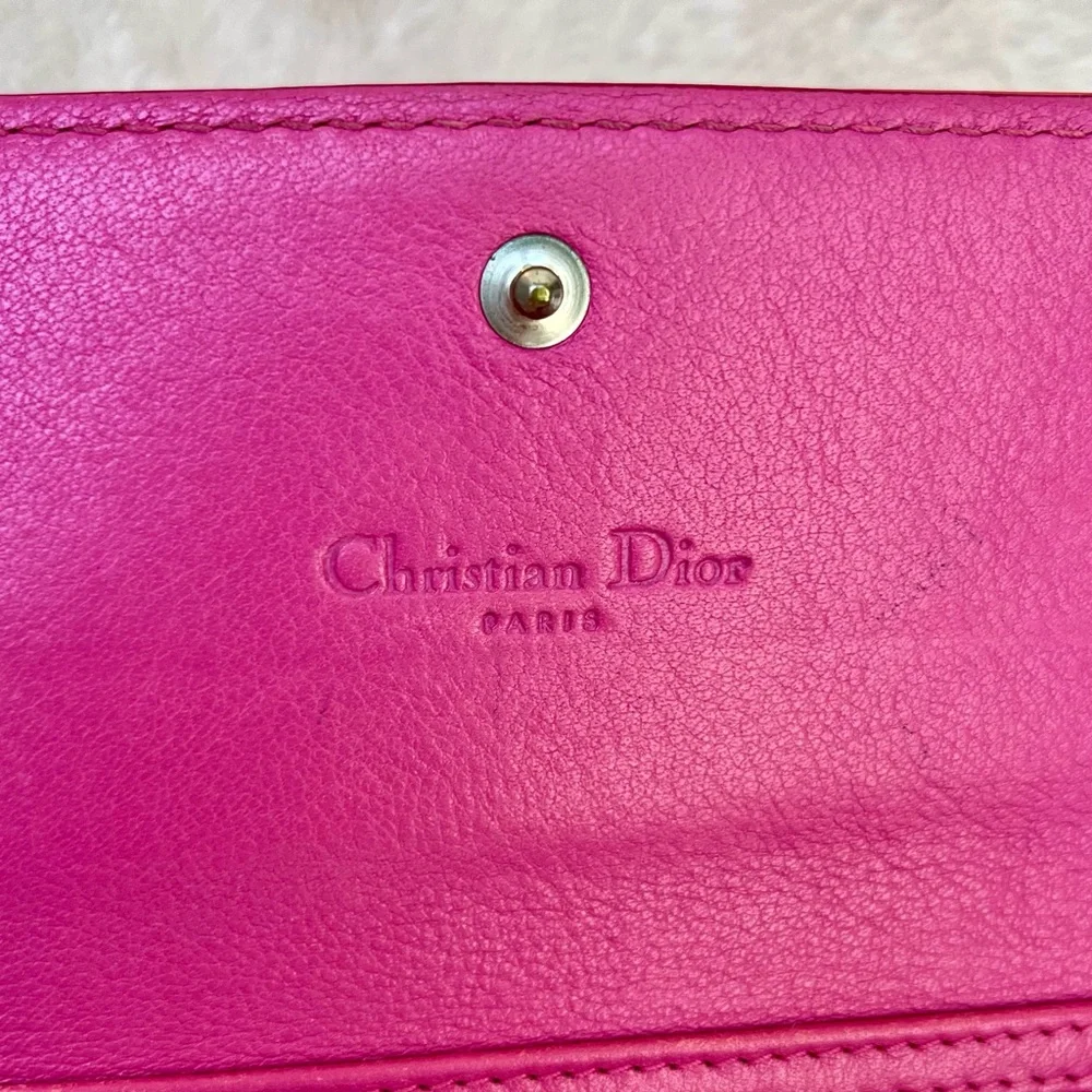 Christian Dior Pink Patent Leather Trotter Wallet WOC